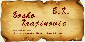 Boško Krajinović vizit kartica